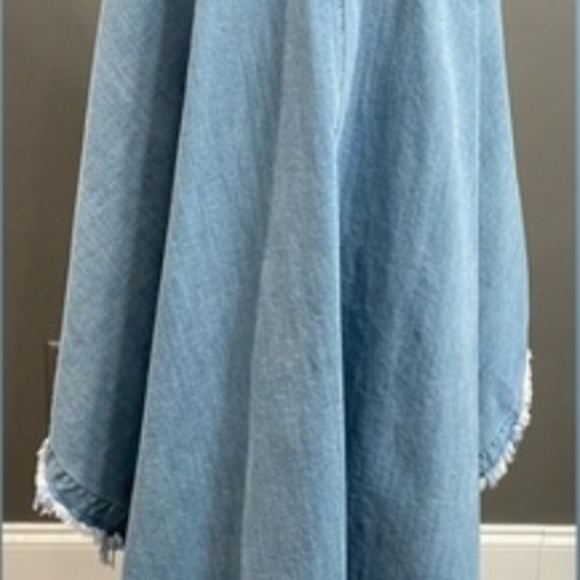 Denim High-Low Ruffle Skirt - Blue Size L/XL - Picture 3 of 4